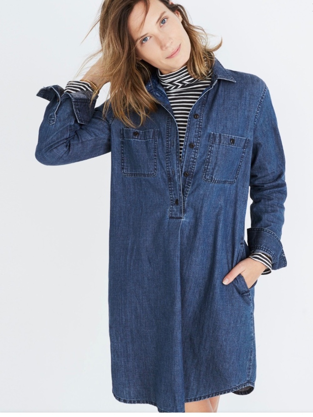 Madewell Denim 100% Cotton Popover Shirt Dress Sz S